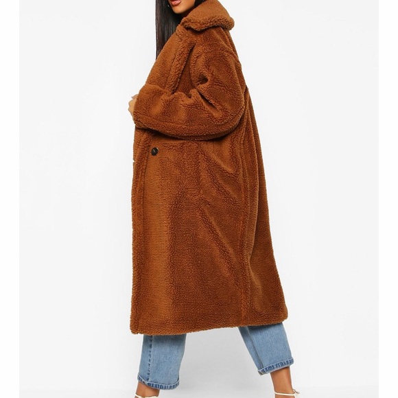 HOST PIC K.ZELL PARIS CAMEL COLOR OVERSIZED LUXE FAUX FUR TEDDY COAT SIZE M - Picture 3 of 16